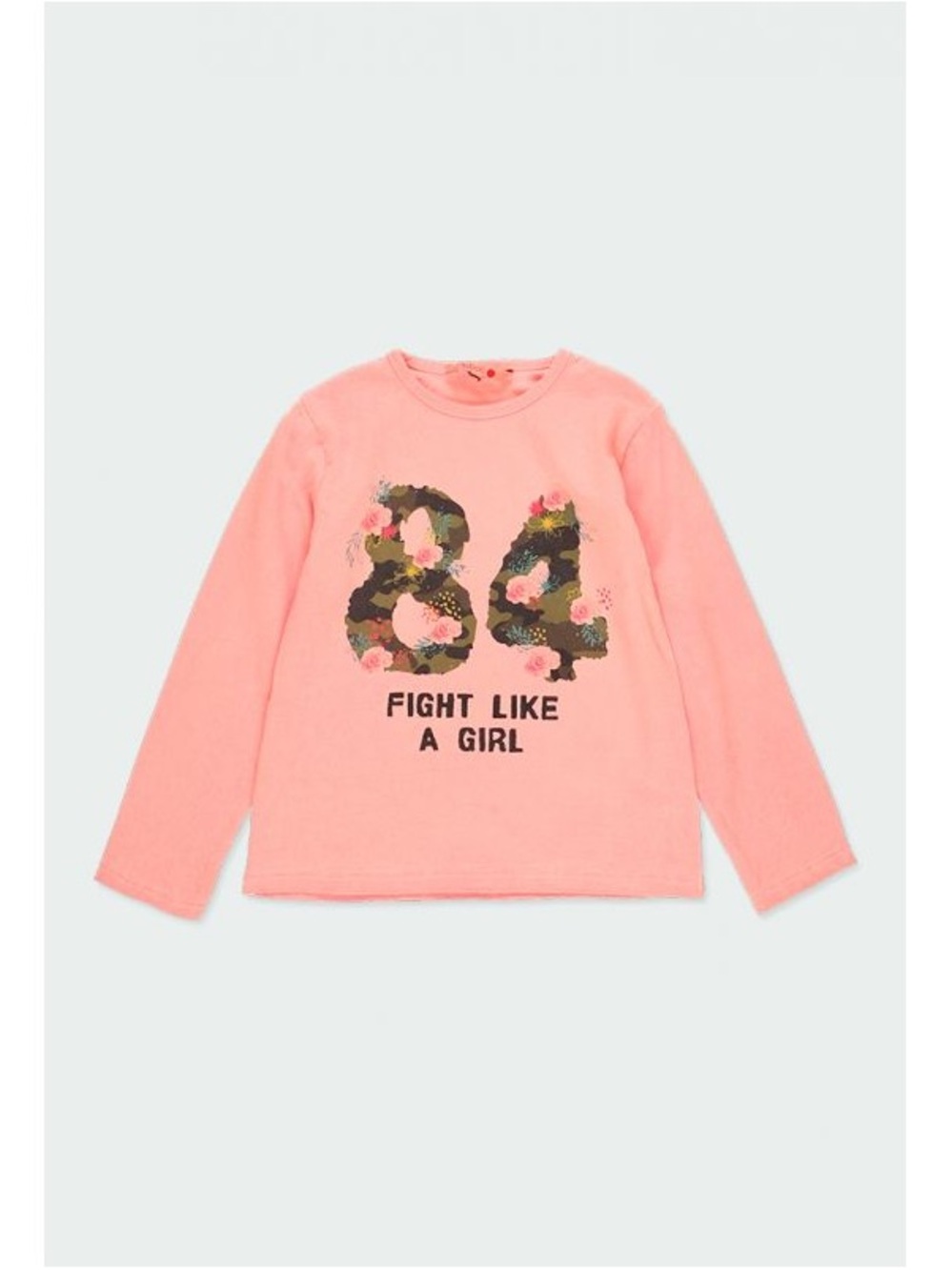 Girls' Coral Long-Sleeve Graphic Tee - '84 Fight Like A Girl'